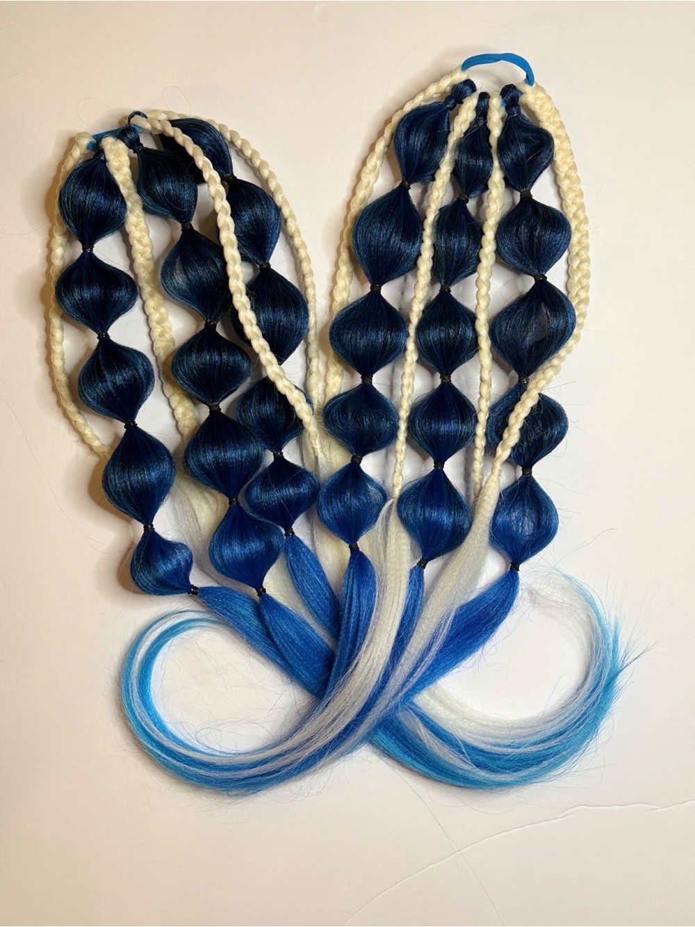 Synthetic Bubble Braid Hair Extensions - Navy Blue & Platinum Blonde